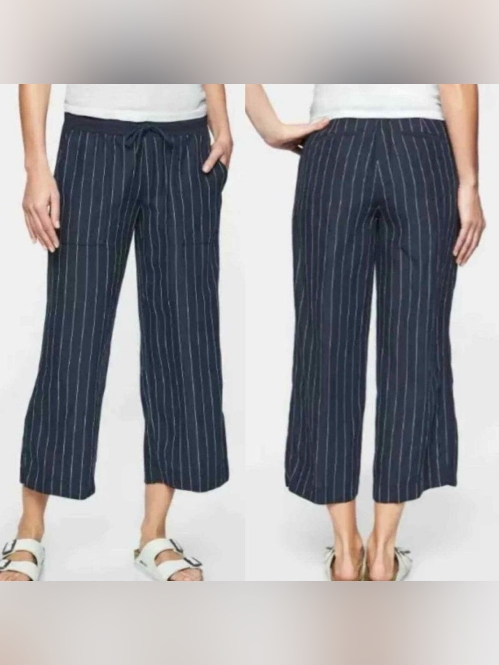 ATHLETA, Navy Blue, Striped, Comfortable, Pants